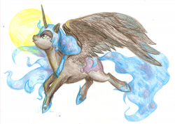 Size: 2187x1550 | Tagged: safe, artist:shad-o-ren, nightmare moon, alicorn, pony, g4, colored pencil drawing, female, mare, solo, traditional art