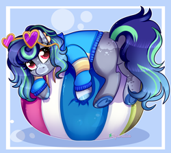 Size: 2500x2232 | Tagged: safe, artist:2pandita, oc, oc only, earth pony, pony, ball, clothes, female, high res, jacket, mare, solo, sunglasses, underhoof