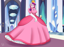 Size: 3300x2400 | Tagged: safe, artist:egstudios93, princess cadance, equestria girls, g4, clothes, cosplay, costume, dress, female, gown, high res, princess peach, solo, super mario bros.