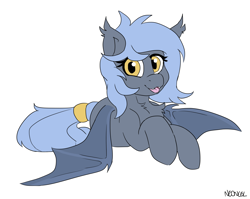 Size: 4600x3661 | Tagged: safe, artist:neoncel, oc, oc only, oc:panne, bat pony, pony, cute, lying down, solo, tongue out