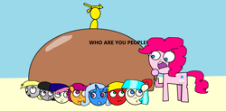 Size: 2072x1020 | Tagged: safe, artist:arwenogle, big macintosh, bon bon, coco pommel, derpy hooves, octavia melody, pinkie pie, scootaloo, sweetie drops, trixie, g4, 1000 hours in ms paint, patrick's rock, prehibernation week, spongebob squarepants, who are you people!?