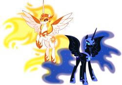 Size: 7814x5450 | Tagged: safe, artist:inaactive, daybreaker, nightmare moon, alicorn, pony, g4, absurd resolution, simple background, transparent background, vector