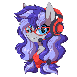 Size: 5000x5000 | Tagged: safe, alternate version, artist:ask-colorsound, oc, oc only, oc:cinnabyte, earth pony, pony, absurd resolution, adorkable, bandana, cinnabetes, cute, dork, expressions, female, gaming headset, glasses, happy, headphones, headset, icon, mare, meganekko, pigtails, reference, simple background, smiling, solo, transparent background