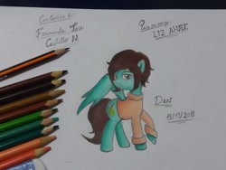 Size: 2048x1536 | Tagged: safe, artist:fernandojc-draftsman, oc, oc only, pegasus, pony, clothes, pegasus oc, signature, solo, traditional art, wings