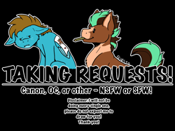 Size: 1366x1024 | Tagged: safe, artist:sursiq, oc, oc only, oc:carbon, oc:sagebrush, earth pony, pony, black background, floppy ears, request, requested art, simple background
