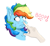 Size: 2076x1904 | Tagged: safe, artist:nedemai, rainbow dash, human, pegasus, pony, g4, blushing, boop, chest fluff, ear fluff, female, simple background, solo, this will end in pain and/or death, white background