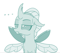 Size: 403x357 | Tagged: safe, artist:sintakhra, edit, ocellus, pony, tumblr:studentsix, g4, annoyed, cropped, female, lidded eyes, ocellus is not amused, solo, spread wings, unamused, wings