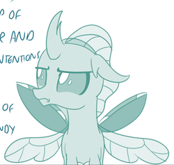 Size: 376x357 | Tagged: safe, artist:sintakhra, edit, ocellus, pony, tumblr:studentsix, g4, angry, cropped, female, ocellus is not amused, solo, spread wings, unamused, wings