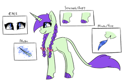 Size: 1671x1089 | Tagged: safe, artist:f-lowers088, oc, oc only, oc:emmy, dracony, dragon, hybrid, dracony oc, dracony unicorn, female, reference sheet, simple background, solo, transparent background