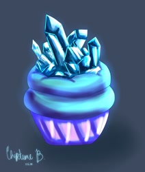 Size: 1280x1513 | Tagged: safe, artist:chiptunebrony, cupcake, dessert, digital art, food, food art, gem, sapphire, sapphire cupcake, signature