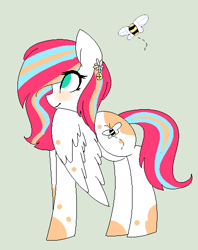 Size: 420x531 | Tagged: safe, artist:f-lowers088, oc, oc only, oc:honey bee, bee, insect, pegasus, pony, blushing, cutie mark, female, mare, pegasus oc, simple background, solo, wings