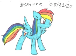 Size: 1169x866 | Tagged: safe, artist:cmara, rainbow dash, pegasus, pony, g4, female, mare, simple background, solo, traditional art, white background