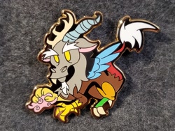 Size: 2229x1673 | Tagged: safe, artist:captshowtime, discord, draconequus, g4, accessory, chibi, cotton candy, craft, enamel, enamel pin, etsy, male, pin, solo