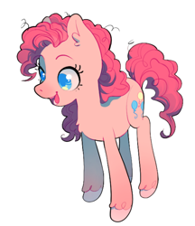 Size: 1178x1362 | Tagged: safe, artist:almost-casey, pinkie pie, earth pony, pony, g4, chest fluff, colored pupils, ear fluff, female, mare, open mouth, simple background, solo, unshorn fetlocks, white background