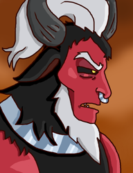 Size: 1508x1960 | Tagged: safe, artist:theedgyduck, lord tirek, centaur, g4, black sclera, floppy ears, male, nose piercing, nose ring, piercing, septum piercing, solo