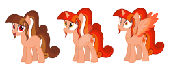 Size: 1024x428 | Tagged: safe, artist:starryflame, oc, oc only, oc:starry flame, alicorn, earth pony, pony, unicorn, alicorn oc, earth pony oc, horn, simple background, solo, timeline, transparent background, unicorn oc, wings