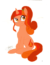 Size: 1144x1488 | Tagged: safe, artist:starryflame, oc, oc only, oc:starry flame, pony, unicorn, horn, simple background, sitting, solo, unicorn oc, white background