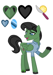 Size: 1676x2400 | Tagged: safe, artist:chelseawest, oc, oc only, oc:fine slice, pegasus, pony, clothes, male, petalverse, reference sheet, shirt, simple background, solo, stallion, transparent background