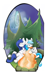 Size: 1942x3089 | Tagged: safe, artist:daniefox, oc, oc only, earth pony, pegasus, pony, fire, forest, harmonica, musical instrument, simple background, transparent background, tree