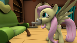 Size: 1920x1080 | Tagged: safe, artist:thundy butt, discord, fluttershy, draconequus, pegasus, pony, g4, 3d, female, flutterpred, male, mare, preycord, source filmmaker, the tables have turned, throat bulge, vore, wat