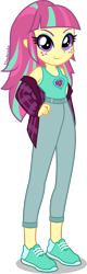Size: 1445x4500 | Tagged: safe, artist:limedazzle, part of a set, sour sweet, equestria girls, g4, alternate hairstyle, casual, clothes, female, freckles, hand on hip, high res, looking at you, pants, shirt, show accurate, simple background, smiling, smiling at you, solo, transparent background