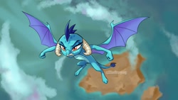 Size: 2048x1158 | Tagged: safe, artist:aanotherpony, princess ember, dragon, g4, cloud, dragoness, female, flying, sky, solo