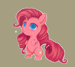 Size: 1973x1765 | Tagged: safe, artist:whimsicalmachines, pinkie pie, earth pony, pony, g4, chibi, female, freckles, heart, heart eyes, simple background, solo, wingding eyes