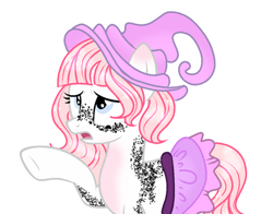 Size: 400x313 | Tagged: safe, artist:rose-moonlightowo, oc, oc only, oc:white peppercorn, earth pony, pony, clothes, female, hat, mare, simple background, skirt, solo, transparent background, witch hat