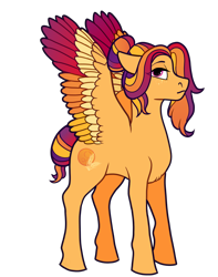 Size: 1024x1300 | Tagged: safe, artist:malphym, oc, oc only, oc:evening harvest, pegasus, pony, colored wings, female, magical lesbian spawn, mare, multicolored wings, offspring, parent:applejack, parent:rainbow dash, parents:appledash, simple background, solo, transparent background, wings