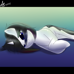 Size: 1000x1000 | Tagged: safe, artist:sketchbookfim, artist:suketchib, oc, oc only, pony, unicorn, gradient background, lying down, on side, solo