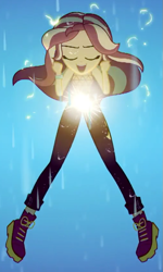Size: 507x845 | Tagged: safe, screencap, sunset shimmer, equestria girls, g4, let it rain, my little pony equestria girls: better together, clothes, cropped, eyes closed, female, open mouth, shoes, singing, solo