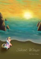 Size: 1280x1811 | Tagged: safe, artist:littletigressda, silverstream, hippogriff, fanfic:silent wings, g4, beach, fanfic, fanfic art, fanfic cover, female, mount aris, solo, sunset