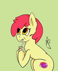 Size: 2025x2488 | Tagged: safe, artist:aj0sh, apple bloom, earth pony, pony, g4, apple juice, cutie mark, female, filly, high res, juice, juice box, remake, solo, the cmc's cutie marks