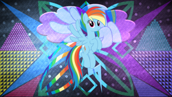 Size: 5120x2880 | Tagged: safe, artist:alandssparkle, artist:laszlvfx, edit, rainbow dash, pegasus, pony, g4, g4.5, my little pony: pony life, absurd file size, alternate hairstyle, female, g4.5 to g4, high res, looking at you, solo, wallpaper, wallpaper edit