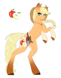 Size: 2536x3248 | Tagged: safe, artist:ohhoneybee, applejack, earth pony, pony, g4, female, hat, high res, mare, rearing, simple background, solo, transparent background