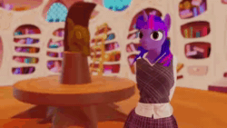 Size: 1920x1080 | Tagged: safe, artist:melvelvin, derpibooru exclusive, twilight sparkle, anthro, unguligrade anthro, g4, twilight time, 3d, adorkable, animated, blender, clothes, cute, dork, female, golden oaks library, library, nerd, no tail, shirt, skirt, solo, sound, sweater vest, talking, talking to viewer, twiabetes, video, webm, wingless, wingless anthro
