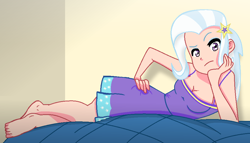 Size: 972x557 | Tagged: safe, artist:grapefruitface1, trixie, human, g4, anime, annoyed, barefoot, base used, feet, female, humanized, judging, looking at you, seductive pose, solo