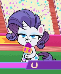 Size: 794x954 | Tagged: safe, screencap, rarity, pony, g4.5, my little pony: pony life, the rarity report, female, microphone, solo