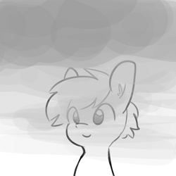 Size: 3000x3000 | Tagged: safe, artist:tjpones, oc, oc only, oc:tjpones, earth pony, pony, bust, cute, ear fluff, gray background, grayscale, high res, male, monochrome, simple background, sitting, smiling, smoke, solo, stallion, this is fine