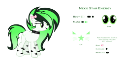 Size: 5000x2577 | Tagged: safe, artist:darbypop1, oc, oc only, oc:neko star, earth pony, pony, choker, female, mare, reference sheet, simple background, solo, transparent background