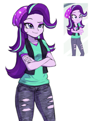 Size: 611x764 | Tagged: safe, artist:nairdags, screencap, starlight glimmer, human, equestria girls, equestria girls specials, g4, my little pony equestria girls: mirror magic, beanie, clothes, female, hat, screencap reference, simple background, smiling, smirk, smug, smuglight glimmer, solo, white background