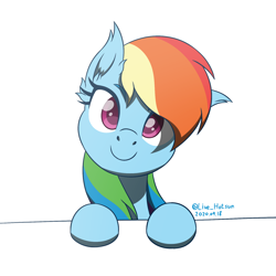 Size: 1600x1600 | Tagged: safe, artist:livehotsun, rainbow dash, pegasus, pony, g4, cute, dashabetes, ear fluff, female, head tilt, looking at you, mare, simple background, smiling, solo, white background