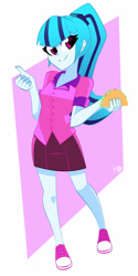 Size: 1626x3264 | Tagged: safe, artist:xan-gelx, sonata dusk, equestria girls, g4, breasts, clothes, female, food, skirt, smiling, solo, sonataco, taco, that girl sure loves tacos, that siren sure does love tacos, thumbs up