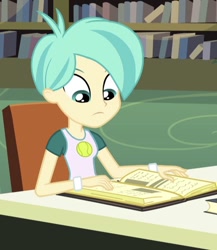 Size: 499x576 | Tagged: safe, screencap, tennis match, equestria girls, g4, book, cropped, female, library, solo