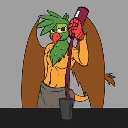 Size: 2000x2000 | Tagged: safe, artist:in3ds2, oc, oc only, oc:kalimu, griffon, anthro, alcohol, bartender, clothes, high res, male, nudity, onsen, partial nudity, solo, topless, towel, wine