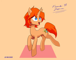 Size: 602x480 | Tagged: safe, alternate version, artist:fernandojc-draftsman, oc, oc only, oc:creativity style, pony, unicorn, colored, female, horn, looking back, mare, open mouth, rule 63, signature, smiling, solo, unicorn oc