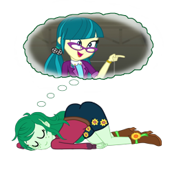 Size: 3000x3000 | Tagged: safe, artist:gmaplay, juniper montage, wallflower blush, equestria girls, g4, dream bubble, eyes closed, female, glasses, high res, lesbian, ship:juniblush, shipping, simple background, sleeping, transparent background