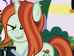 Size: 951x718 | Tagged: safe, screencap, crackle cosette, queen chrysalis, pony, g4, the ending of the end, camera, cropped, disguise, disguised changeling, female, solo