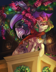 Size: 1700x2200 | Tagged: safe, artist:feelinnglad, oc, oc:wooden toaster, bat pony, pegasus, pony, bat pony oc, bat wings, christmas, holiday, wings