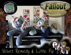 Size: 1280x990 | Tagged: safe, artist:purplenebulastudios, oc, oc:littlepip, oc:velvet remedy, pony, fallout equestria, irl, photo, plushie